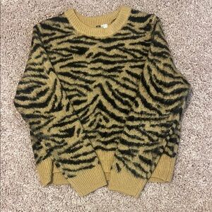 Tiger Print Sweater - Brown and Black